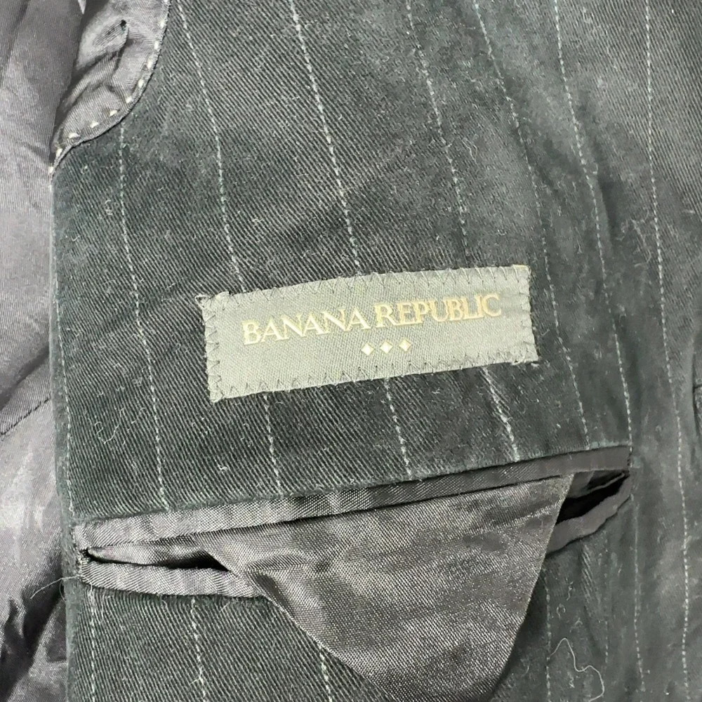Banana Republic Blazer Men 42R Black Pinstripe Cotton 3 Button Sport Coat‎